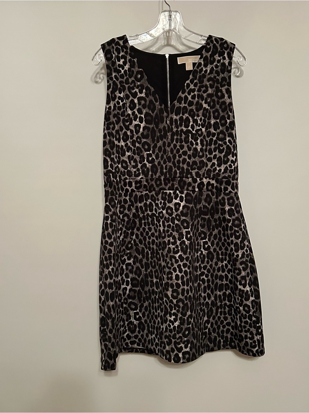 MICHAEL Michael Kors Black and Gray Leopard Velvet Mini Dress